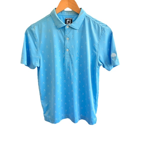 FootJoy Other - FootJoy Junior Golf Club Print Blue/White Polo Shirt Embroidered 1921 Logo Sz M